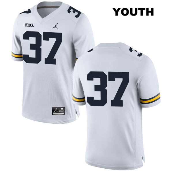Youth NCAA Michigan Wolverines Bradford Jones #37 No Name White Jordan Brand Authentic Stitched Football College Jersey ML25U83VE